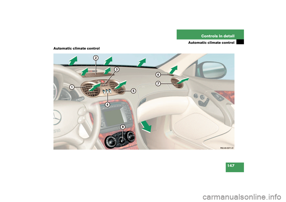 MERCEDES-BENZ SL55AMG 2003 R230 Owners Manual 147 Controls in detail
Automatic climate control
Automatic climate control 