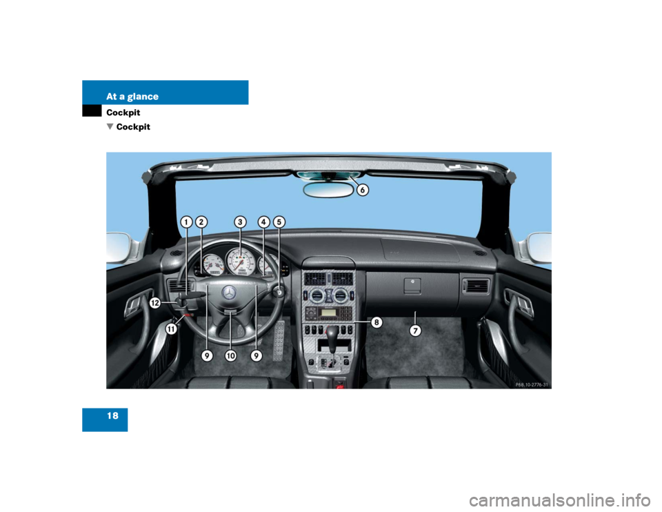 MERCEDES-BENZ SLK32AMG 2004 R171 User Guide 18 At a glanceCockpit
Cockpit 
