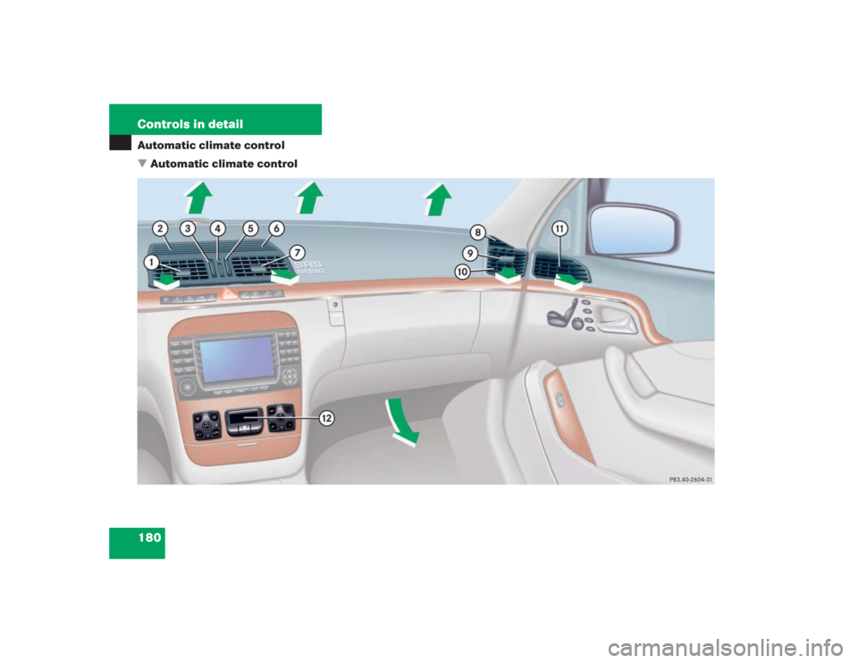 MERCEDES-BENZ S500 2004 W220 Owners Manual 180 Controls in detailAutomatic climate control
Automatic climate control 
