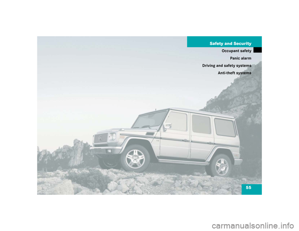 MERCEDES-BENZ G55AMG 2004 W463 Workshop Manual 55 Safety and Security
Occupant safety
Panic alarm
Driving and safety systems
Anti-theft systems 