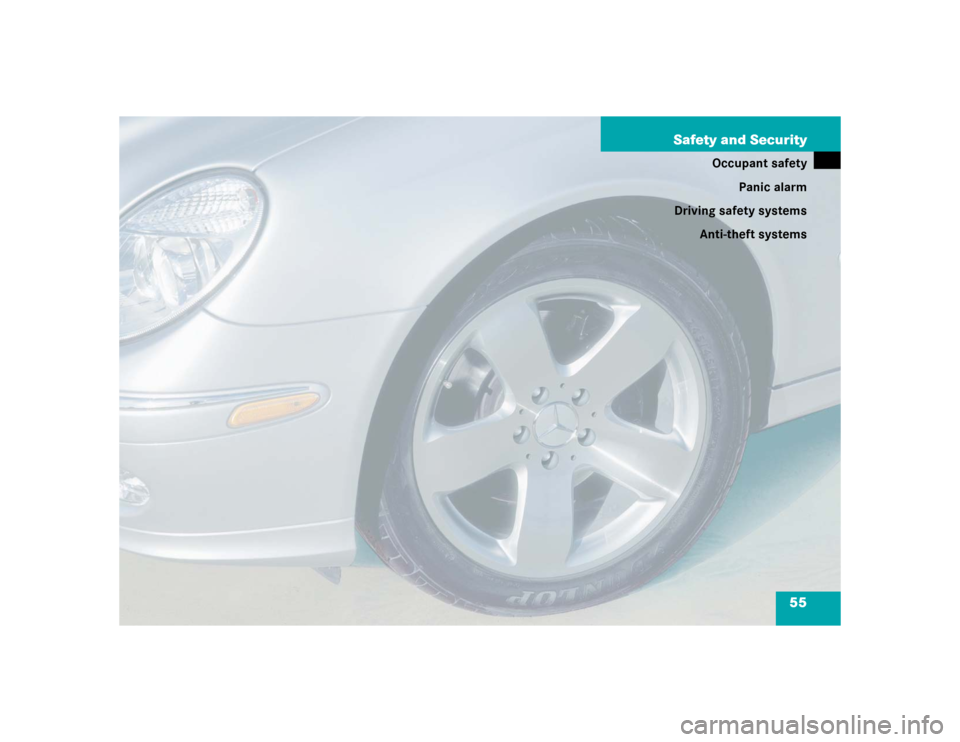 MERCEDES-BENZ E55AMG 2004 W211 Workshop Manual 55 Safety and Security
Occupant safety
Panic alarm
Driving safety systems
Anti-theft systems 