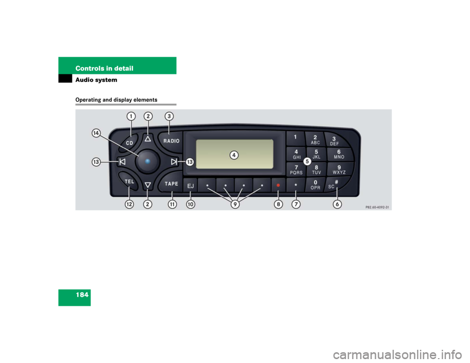 MERCEDES-BENZ CLK55AMG COUPE 2004 C209 Owners Manual 184 Controls in detailAudio systemOperating and display elements 