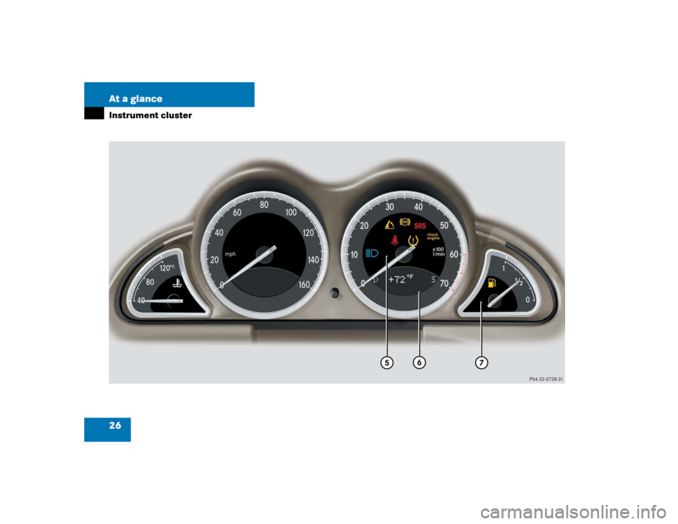 MERCEDES-BENZ SL55AMG 2005 R230 Owners Guide 26 At a glanceInstrument cluster 