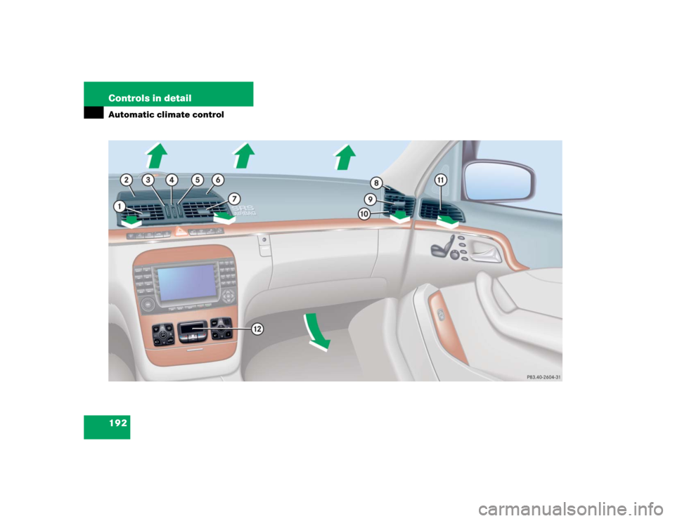 MERCEDES-BENZ S500 2005 W220 Owners Manual 192 Controls in detailAutomatic climate control 