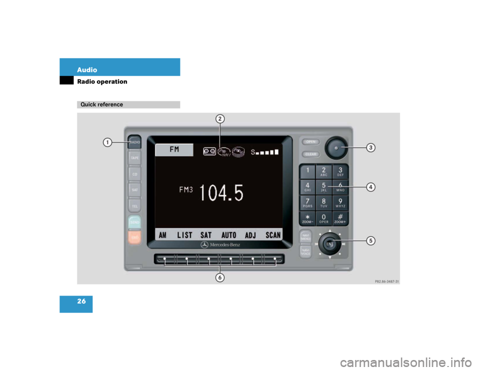 MERCEDES-BENZ M-Class 2005 W163 Comand Manual 26 AudioRadio operationQuick reference 