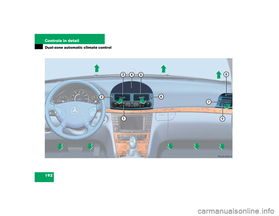 MERCEDES-BENZ E500 2005 W211 Owners Manual 192 Controls in detailDual-zone automatic climate control 