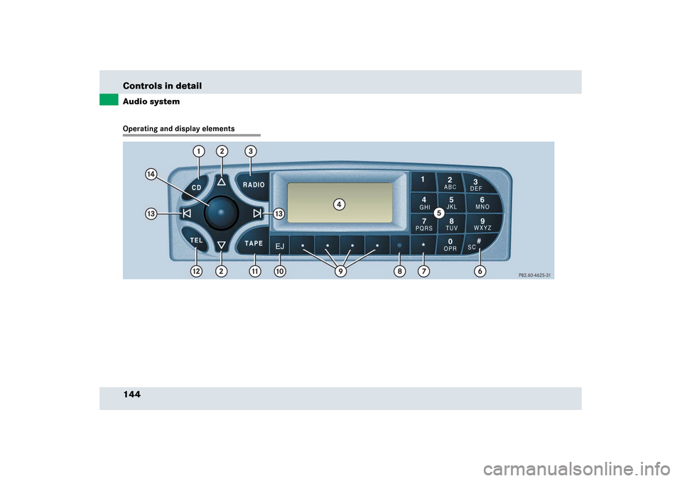 MERCEDES-BENZ SLR 2006 R199 Owners Manual 144 Controls in detailAudio systemOperating and display elements 
