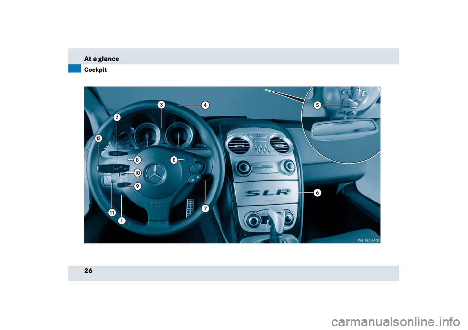 MERCEDES-BENZ SLR 2006 R199 Owners Guide 26 At a glanceCockpit 