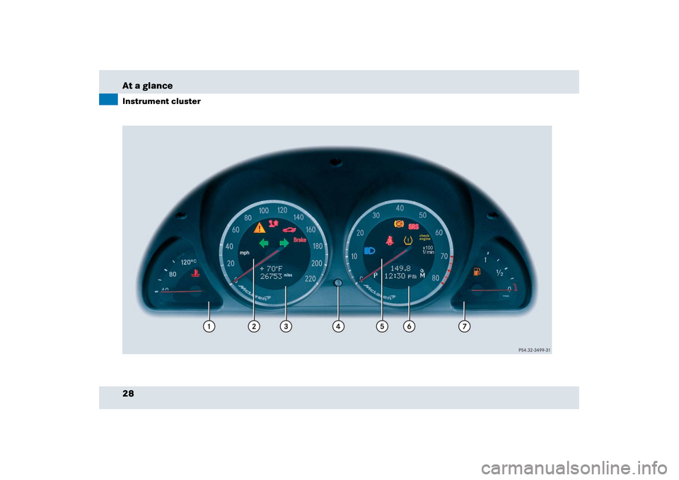 MERCEDES-BENZ SLR 2006 R199 Owners Guide 28 At a glanceInstrument cluster 