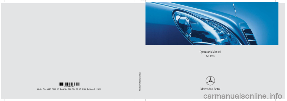 MERCEDES-BENZ S65AMG 2006 W221 Owners Manual 