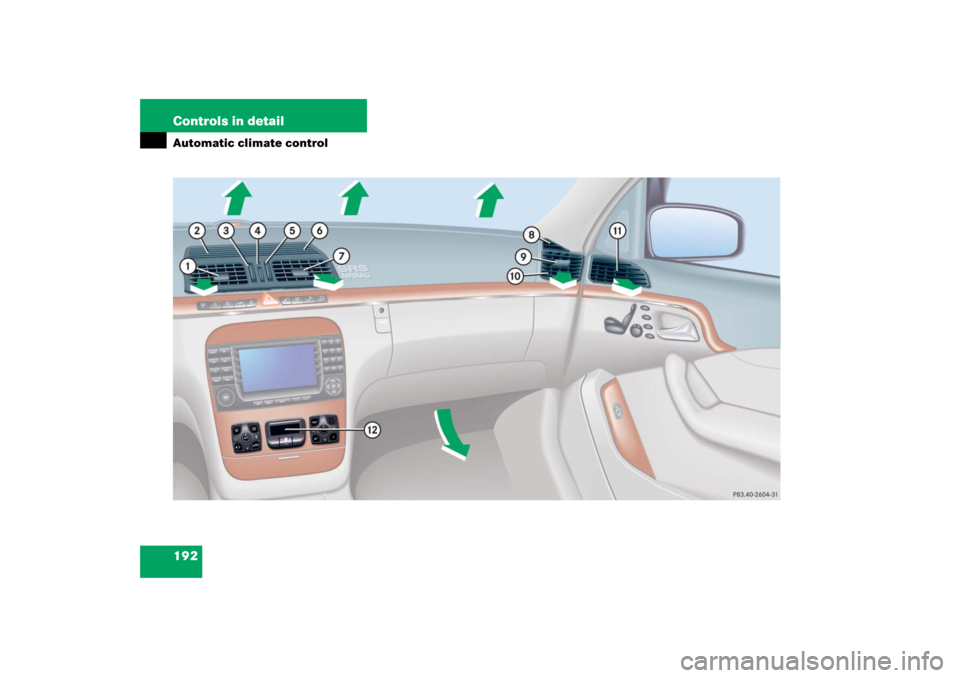 MERCEDES-BENZ S350 2006 W221 Owners Manual 192 Controls in detailAutomatic climate control 