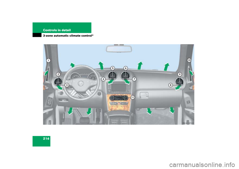MERCEDES-BENZ ML350 2006 W163 Owners Manual 216 Controls in detail3-zone automatic climate control* 