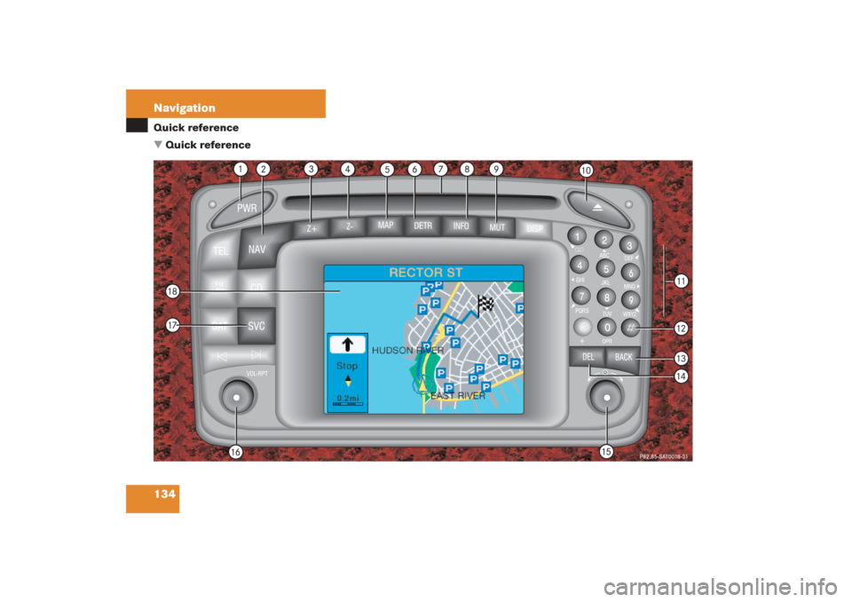 MERCEDES-BENZ G-Class 2006 W463 Comand Manual 134 NavigationQuick reference
 Quick reference 
