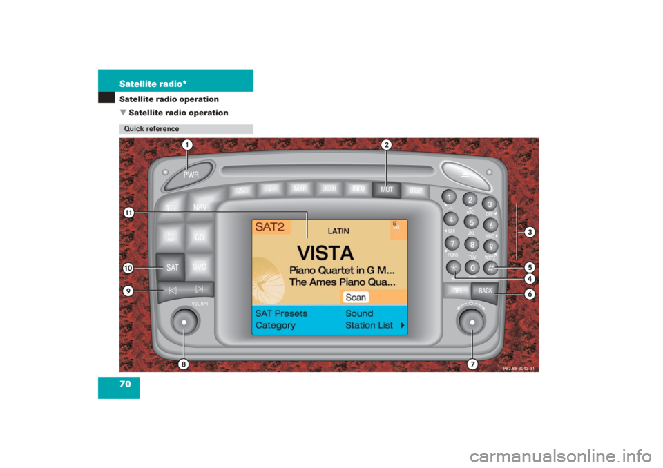 MERCEDES-BENZ G-Class 2006 W463 Comand Manual 70 Satellite radio*Satellite radio operation
 Satellite radio operationQuick reference 