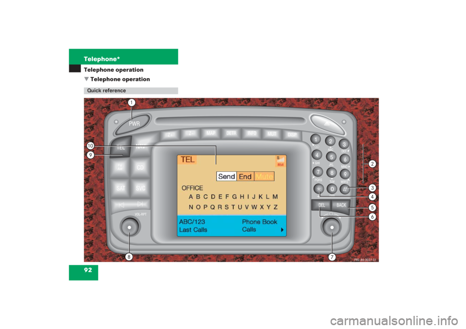 MERCEDES-BENZ G-Class 2006 W463 Comand Manual 92 Telephone*Telephone operation
 Telephone operationQuick reference 