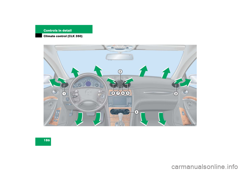 MERCEDES-BENZ CLK500 2006 C209 Owners Manual 186 Controls in detailClimate control (CLK 350) 