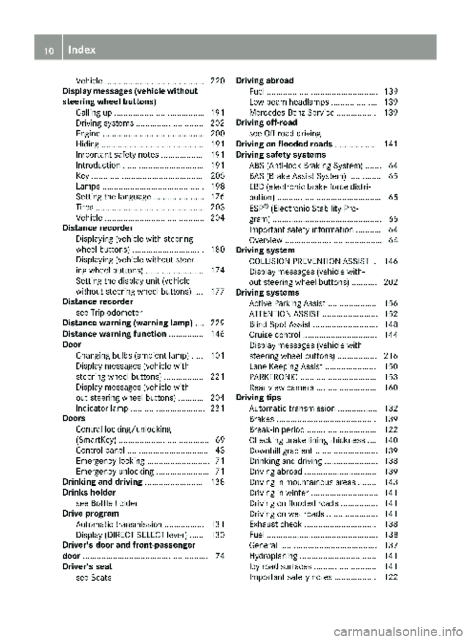 MERCEDES-BENZ METRIS 2019 MY19 Operator’s Manual Vehicle ........................................... 220
Display messages (vehicle without
steering wheel buttons)
Calling up ....................................... 191
Driving systems ............... MERCEDES-BENZ METRIS 2019 MY19 Operator’s Manual Vehicle ........................................... 220
Display messages (vehicle without
steering wheel buttons)
Calling up ....................................... 191
Driving systems ...............