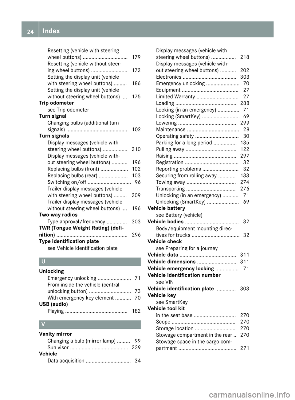 MERCEDES-BENZ METRIS 2017 MY17 Operator’s Manual Resetting(vehicle wit hsteerin g
whee lbuttons ).............................. .179
Resetting (vehicle without steer-
ing wheel buttons) ......................... 172
Setting the display unit (vehicle MERCEDES-BENZ METRIS 2017 MY17 Operator’s Manual Resetting(vehicle wit hsteerin g
whee lbuttons ).............................. .179
Resetting (vehicle without steer-
ing wheel buttons) ......................... 172
Setting the display unit (vehicle