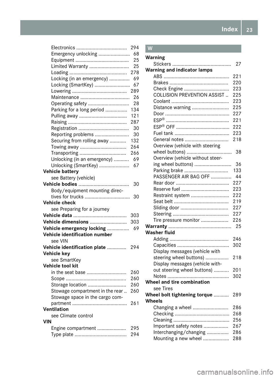 MERCEDES-BENZ METRIS 2016 MY16 Operator’s Manual Electronics .....................................294
Emergency unlocking ....................... 68
Equipment ....................................... 25
Limited Warranty .............................2 MERCEDES-BENZ METRIS 2016 MY16 Operator’s Manual Electronics .....................................294
Emergency unlocking ....................... 68
Equipment ....................................... 25
Limited Warranty .............................2