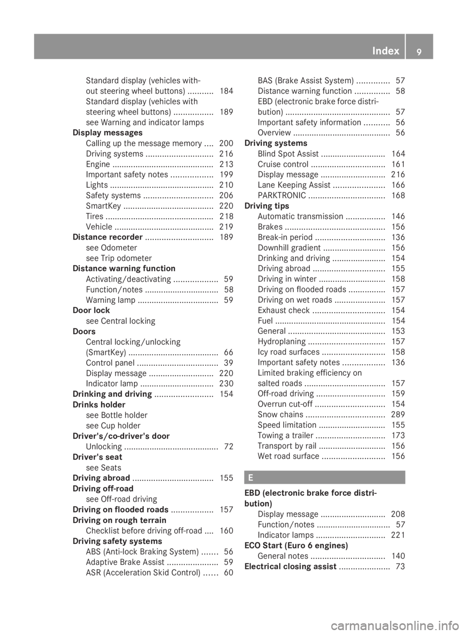 MERCEDES-BENZ SPRINTER 2014  MY14 Operator’s Manual Standard display (vehicles with-
out steering wheel buttons)
...........184
Standard display (vehicles with
steering wheel buttons) .................189
see Warning and indicator lamps
Display message