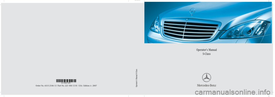 MERCEDES-BENZ S550 2007 W221 Owners Manual 