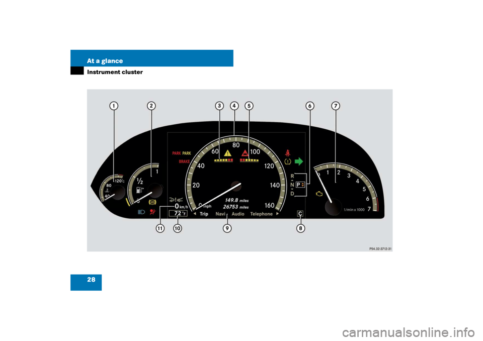 MERCEDES-BENZ S550 2007 W221 Owners Guide 28 At a glanceInstrument cluster 