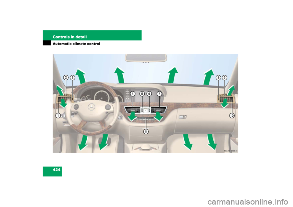 MERCEDES-BENZ S550 2007 W221 Owners Manual 424 Controls in detailAutomatic climate control 