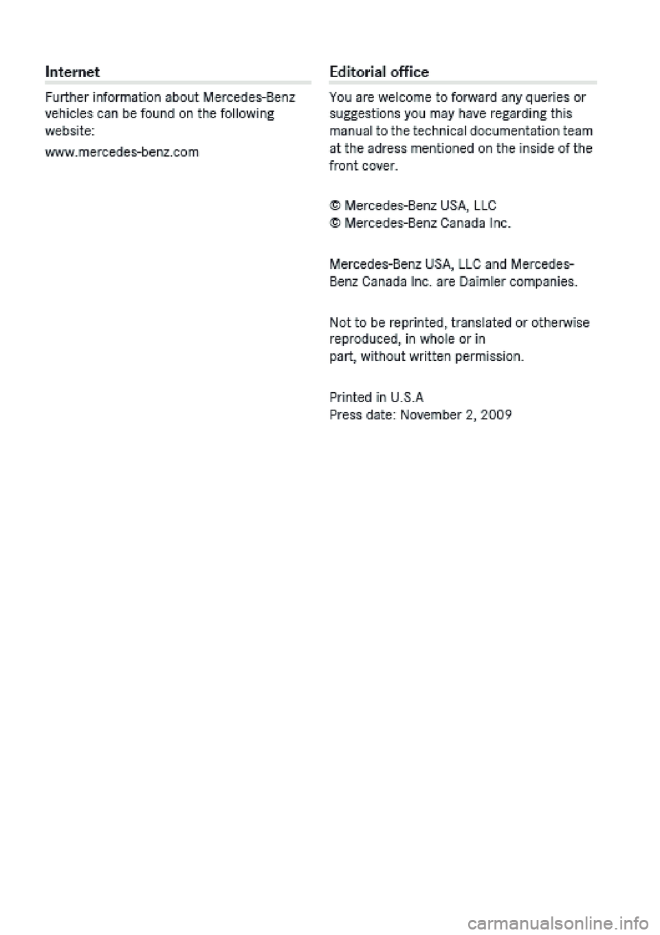 MERCEDES-BENZ SPRINTER 2010  MY 10 Audio Manual 