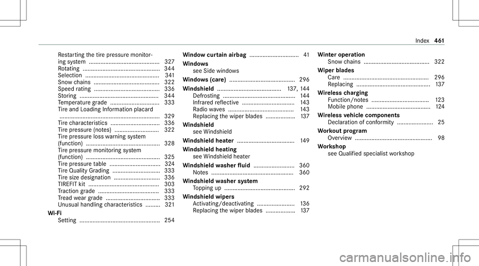 MERCEDES-BENZ E WAGON 2021 Owners Manual Re
star tin gth etir epr essur emonit or‐
ing system ...........................................3 27
Ro tating ........... ........... ...................... ...344
Sel ecti on ........... ......... MERCEDES-BENZ E WAGON 2021 Owners Manual Re
star tin gth etir epr essur emonit or‐
ing system ...........................................3 27
Ro tating ........... ........... ...................... ...344
Sel ecti on ........... .........
