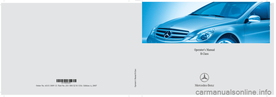 MERCEDES-BENZ R320CDI 2007 R171 Owners Manual 