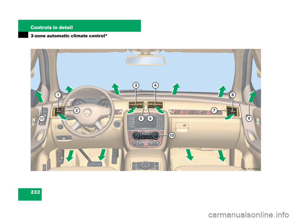 MERCEDES-BENZ R350 2007 R171 Owners Manual 232 Controls in detail
3-zone automatic climate control* 