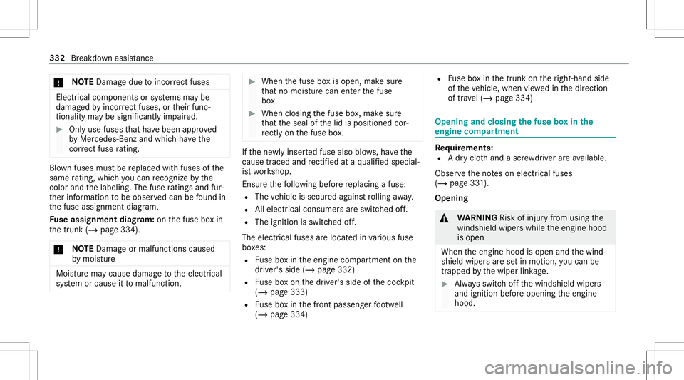 MERCEDES-BENZ C-CLASS SEDAN 2021 Owners Manual *
NO
TEDama gedue toinc orrect fus es Electr
icalcom pone ntsorsystems maybe
damag edbyinc orrect fus es, ortheir func ‐
tion ality maybe signif icantlyim pair ed. #
Onlyuse fuses that have been app MERCEDES-BENZ C-CLASS SEDAN 2021 Owners Manual *
NO
TEDama gedue toinc orrect fus es Electr
icalcom pone ntsorsystems maybe
damag edbyinc orrect fus es, ortheir func ‐
tion ality maybe signif icantlyim pair ed. #
Onlyuse fuses that have been app