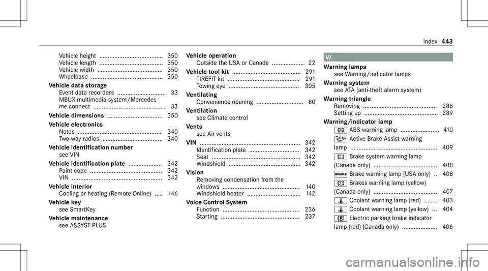 MERCEDES-BENZ E-CLASS SEDAN 2021  Owners Manual Ve
hicle height ...................................... 350
Ve hicle length...................................... 350
Ve hicle width....................................... 350
Wheelbase ...............