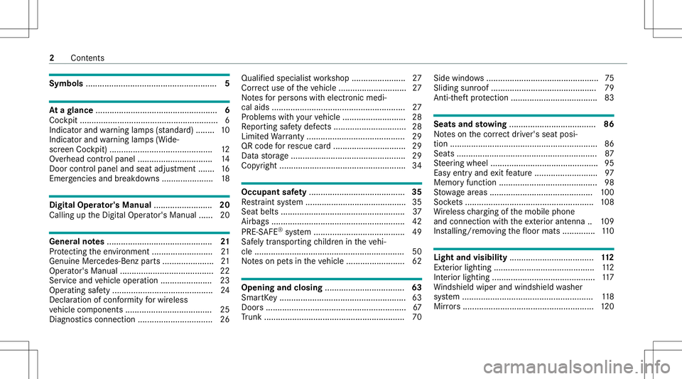 MERCEDES-BENZ C-CLASS COUPE 2021  Owners Manual Symbols
........................................................ 5 At
agl ance ....................................................6
Coc kpit ....... ..................... ..................... ......