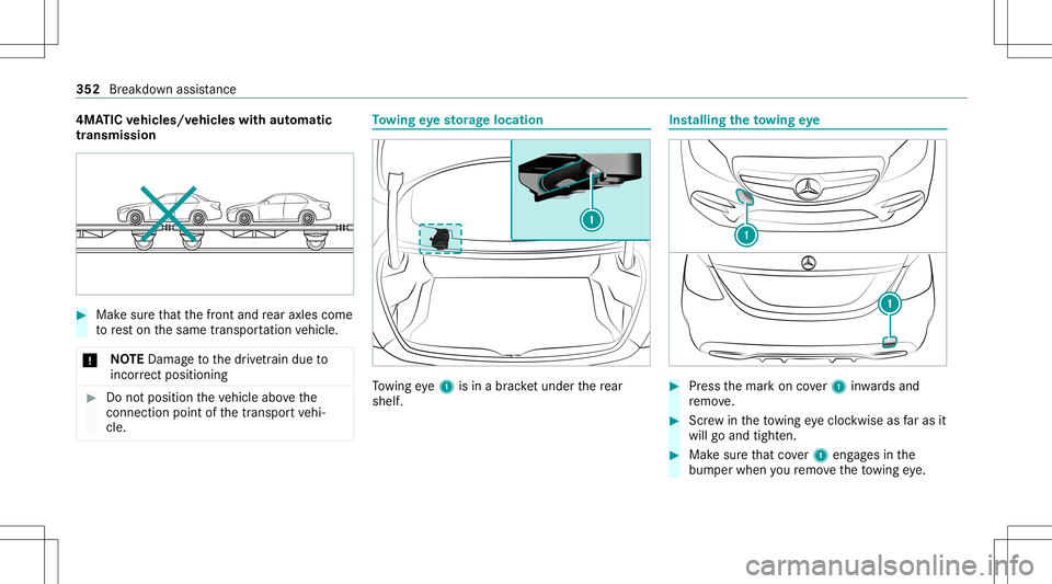 MERCEDES-BENZ C-CLASS COUPE 2021 Owners Manual 4MA
TICvehicl es/vehicl eswith automatic
tr ansmiss ion #
Mak esur eth at thefront and rear axle scom e
to rest on thesame transpor tatio nve hicle.
* NO
TEDama getothedr ivet ra in due to
inc orrect MERCEDES-BENZ C-CLASS COUPE 2021 Owners Manual 4MA
TICvehicl es/vehicl eswith automatic
tr ansmiss ion #
Mak esur eth at thefront and rear axle scom e
to rest on thesame transpor tatio nve hicle.
* NO
TEDama getothedr ivet ra in due to
inc orrect