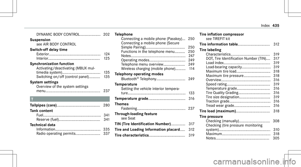MERCEDES-BENZ E-CLASS COUPE 2021 Owners Manual DY
NA MIC BODY CONTR OL.... ................ 202
Suspensio n
see AIRBODY CONTR OL
Switc h-offdela ytime
Ext erior ............ ...................................... 124
Int erior ..... .............. MERCEDES-BENZ E-CLASS COUPE 2021 Owners Manual DY
NA MIC BODY CONTR OL.... ................ 202
Suspensio n
see AIRBODY CONTR OL
Switc h-offdela ytime
Ext erior ............ ...................................... 124
Int erior ..... ..............