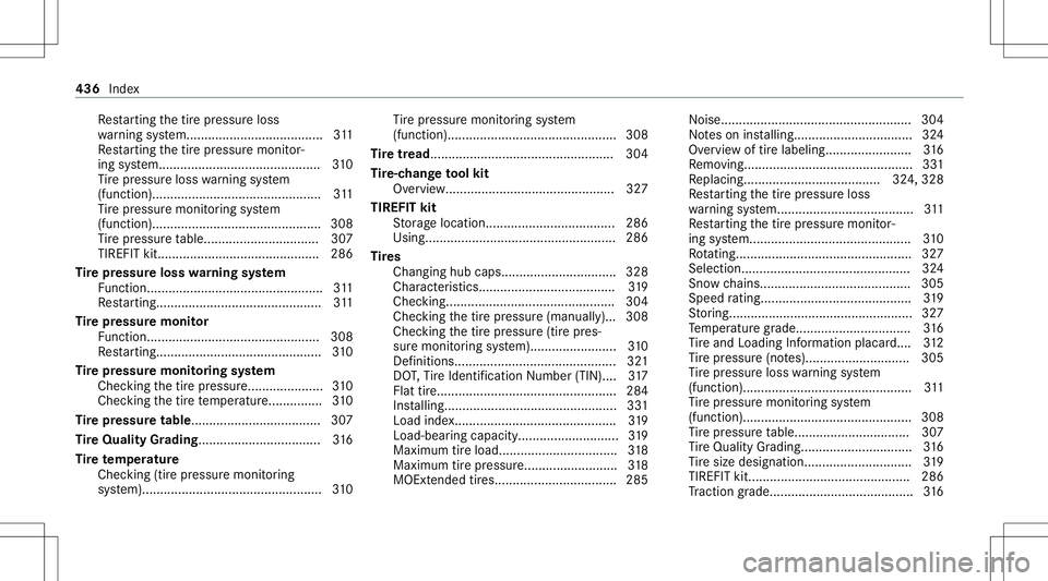 MERCEDES-BENZ E-CLASS COUPE 2021 Owners Manual Re
star tin gth etir epr essur eloss
wa rning system.. .............................. ...... 311
Re star tin gth etir epr essur emonit or‐
ing system.. ...........................................3 1 MERCEDES-BENZ E-CLASS COUPE 2021 Owners Manual Re
star tin gth etir epr essur eloss
wa rning system.. .............................. ...... 311
Re star tin gth etir epr essur emonit or‐
ing system.. ...........................................3 1