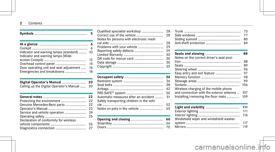 MERCEDES-BENZ CLA COUPE 2021  Owners Manual Symbols
........................................................ 5 At
agl ance ....................................................6
Coc kpit ....... ..................... ..................... ......
