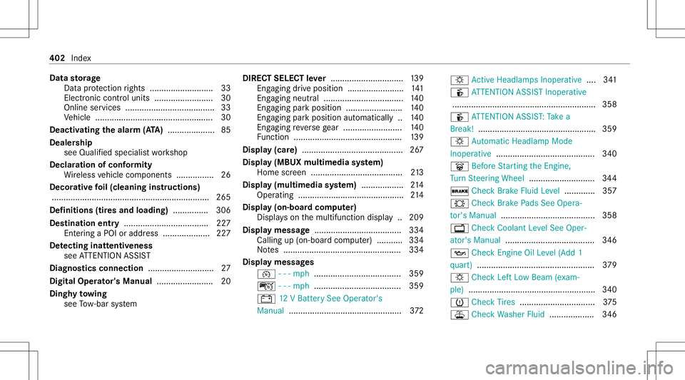 MERCEDES-BENZ CLA COUPE 2021 Owners Manual Data
storage
Dat apr otect ion rights ..................... ...... 33
Elect ronic contr oluni ts <0011001100110011001100110011001100110011001100110011001100110011
001100110011001100110011001100110011> MERCEDES-BENZ CLA COUPE 2021 Owners Manual Data
storage
Dat apr otect ion rights ..................... ...... 33
Elect ronic contr oluni ts <0011001100110011001100110011001100110011001100110011001100110011
001100110011001100110011001100110011>