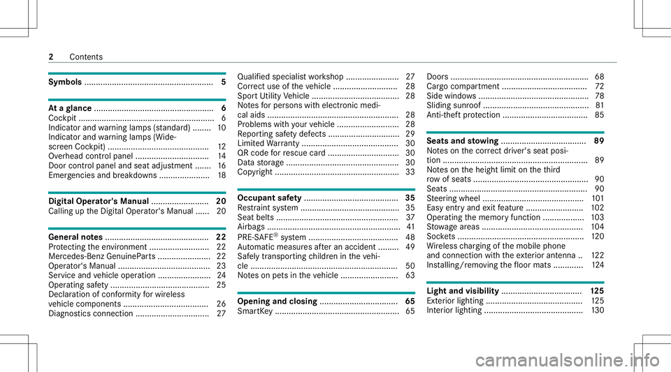 MERCEDES-BENZ GLB SUV 2021  Owners Manual Symbols
........................................................ 5 At
agl ance ....................................................6
Coc kpit ....... ..................... ..................... ......