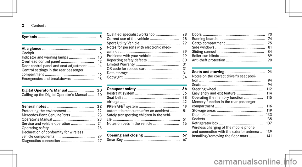 MERCEDES-BENZ GLS SUV 2021  Owners Manual Symbols
........................................................ 5 At
agl ance ....................................................6
Coc kpit ....... ..................... ..................... ......