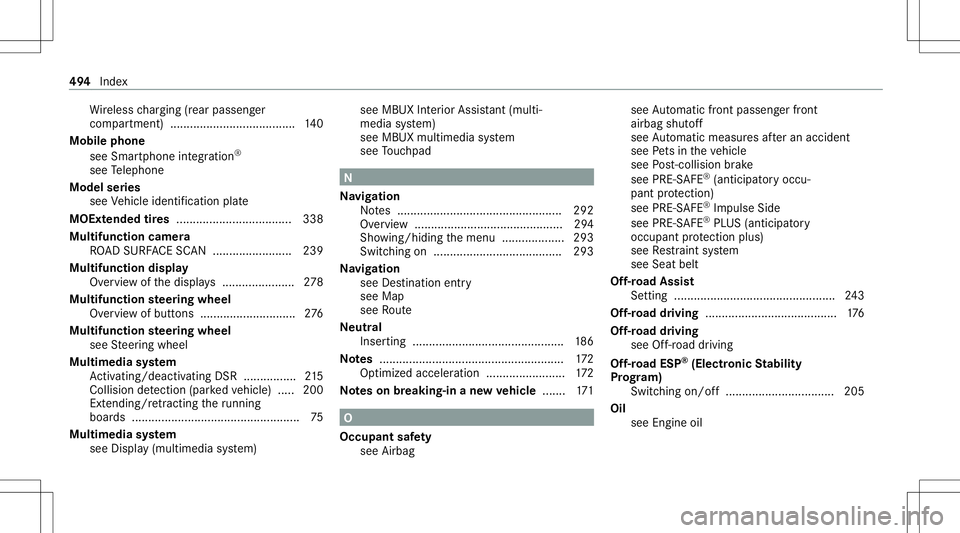 MERCEDES-BENZ GLS SUV 2021  Owners Manual Wi
reless chargin g(rear passe nger
com partment )...................................... 140
Mobi lephone
see Smar tphone integr ation ®
see Telephon e
Model series
see Vehicle identif ication plate

