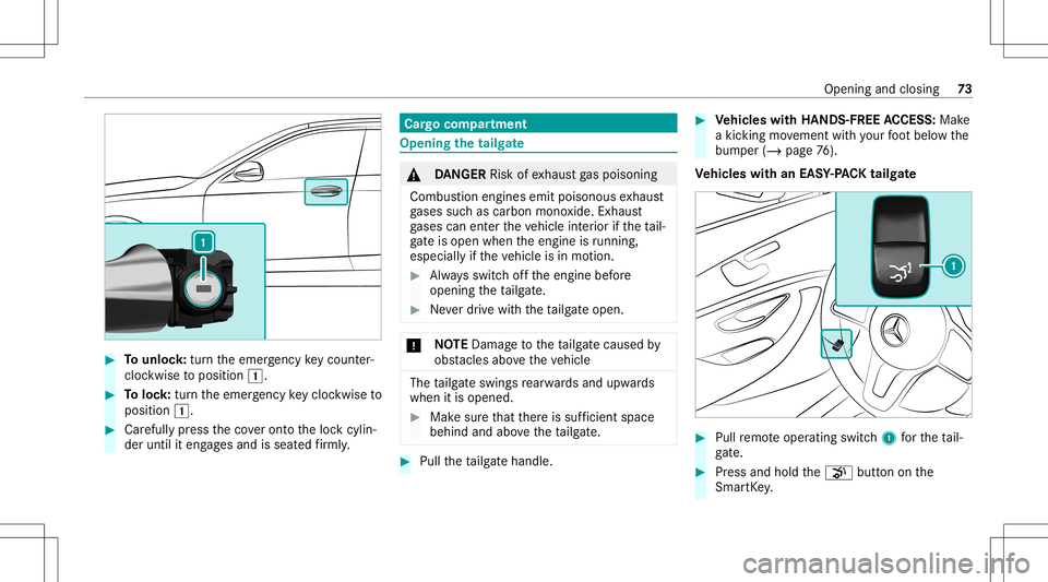 MERCEDES-BENZ GLC SUV 2021 Manual PDF #
Tounlo ck:tur nth eemer gency keyco unt er-
clo ckwise toposition 0047. #
Toloc k:tur nth eemer gency keyclo ckwise to
position 0047. #
Carefully press theco veront oth eloc kcyli n‐
der until ite MERCEDES-BENZ GLC SUV 2021 Manual PDF #
Tounlo ck:tur nth eemer gency keyco unt er-
clo ckwise toposition 0047. #
Toloc k:tur nth eemer gency keyclo ckwise to
position 0047. #
Carefully press theco veront oth eloc kcyli n‐
der until ite