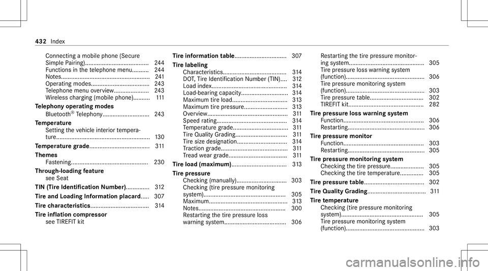 MERCEDES-BENZ E-CLASS CABRIOLET 2021 Owners Manual Con
necting amob ilephon e(Se cure
Sim plePairing) ...................................... 244
Fu nctio nsinthete lephon emen u.......... 244
No tes... ............................................. ... MERCEDES-BENZ E-CLASS CABRIOLET 2021 Owners Manual Con
necting amob ilephon e(Se cure
Sim plePairing) ...................................... 244
Fu nctio nsinthete lephon emen u.......... 244
No tes... ............................................. ...