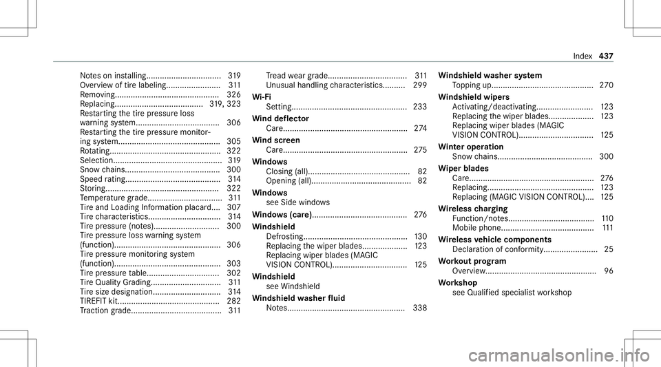 MERCEDES-BENZ E-CLASS CABRIOLET 2021 Owners Manual No
teson installing. ................................ 319
Ov ervie wof tirelabel ing........................ 311
Re mo ving... ........................................... 326
Re placing ........ ..... MERCEDES-BENZ E-CLASS CABRIOLET 2021 Owners Manual No
teson installing. ................................ 319
Ov ervie wof tirelabel ing........................ 311
Re mo ving... ........................................... 326
Re placing ........ .....