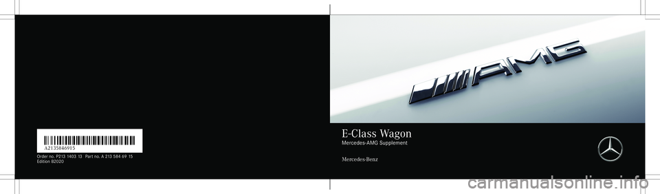 MERCEDES-BENZ E-CLASS WAGON 2020  AMG Owners Manual 