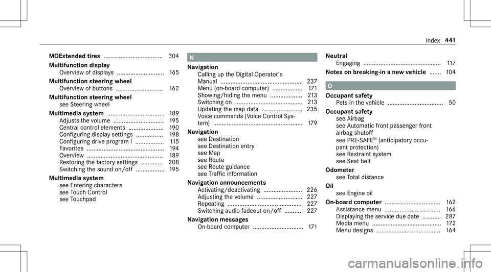 MERCEDES-BENZ AMG GT 2020  AMG Owners Manual MOExt
endedtir es ...... ............................. 304
Multifunc tiondispla y
Ov ervie wof disp lays <0011001100110011001100110011001100110011001100110011001100110011
00110011001100110011001100110