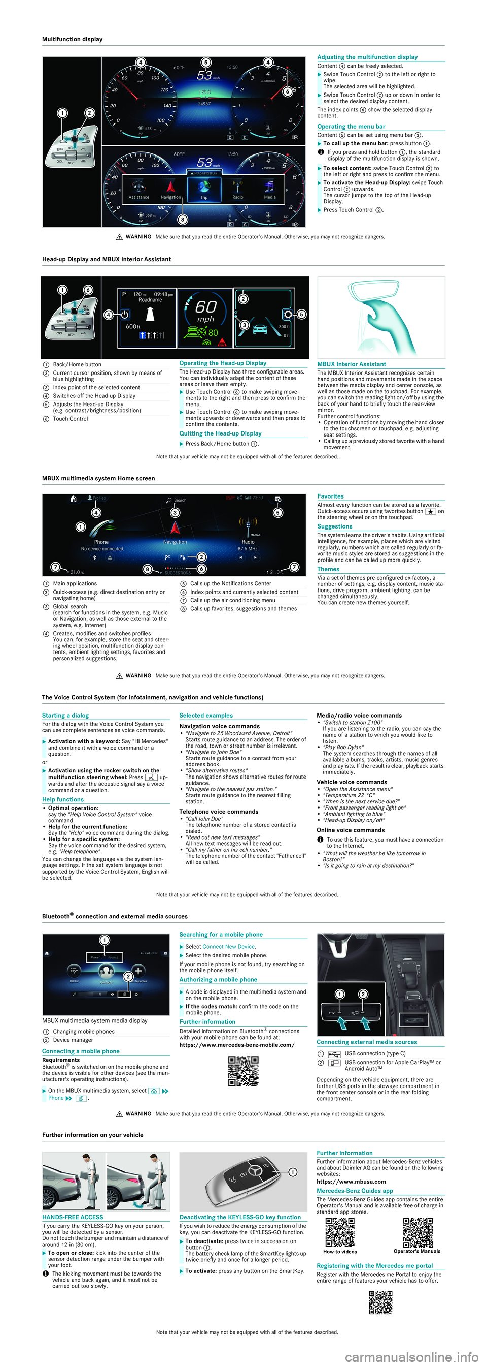 MERCEDES-BENZ CLA COUPE 2020  Quick Start Guide P8
2.89- 341 0-00- Farbe Adj
usting them ultifu nc tion disp lay
Co nten t4 canb efreelys elec ted .
Th ei nde xpoint s6 show thes elec ted displ ay
co nten t. Op
eratingt he me nubar
Co nten t5 canb 