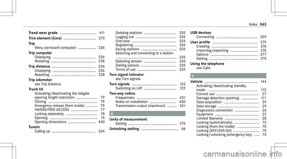 MERCEDES-BENZ E-CLASS COUPE 2020 Owners Manual Tr
ead weargrade .....................................411
Tr im element (Care).................................3 73
Tr ip
Menu (on-boar dcom puter) .................. 236
Tr ip com puter
Displa ying.. MERCEDES-BENZ E-CLASS COUPE 2020 Owners Manual Tr
ead weargrade .....................................411
Tr im element (Care).................................3 73
Tr ip
Menu (on-boar dcom puter) .................. 236
Tr ip com puter
Displa ying..