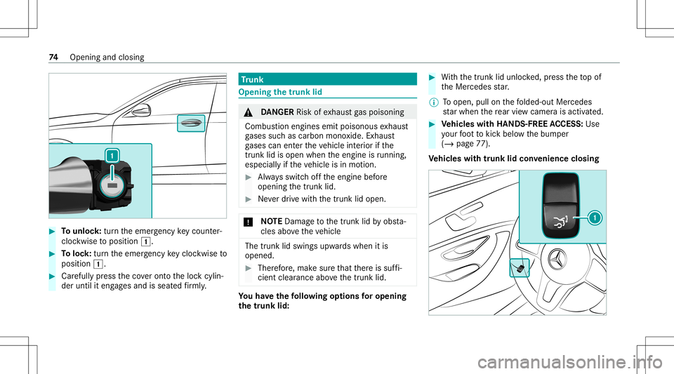 MERCEDES-BENZ E-CLASS COUPE 2020 Manual PDF #
Tounlo ck:tur nth eemer gency keyco unt er-
clo ckwise toposition 0047. #
Toloc k:tur nth eemer gency keyclo ckwise to
position 0047. #
Carefully press theco veront oth eloc kcyli n‐
der until ite MERCEDES-BENZ E-CLASS COUPE 2020 Manual PDF #
Tounlo ck:tur nth eemer gency keyco unt er-
clo ckwise toposition 0047. #
Toloc k:tur nth eemer gency keyclo ckwise to
position 0047. #
Carefully press theco veront oth eloc kcyli n‐
der until ite